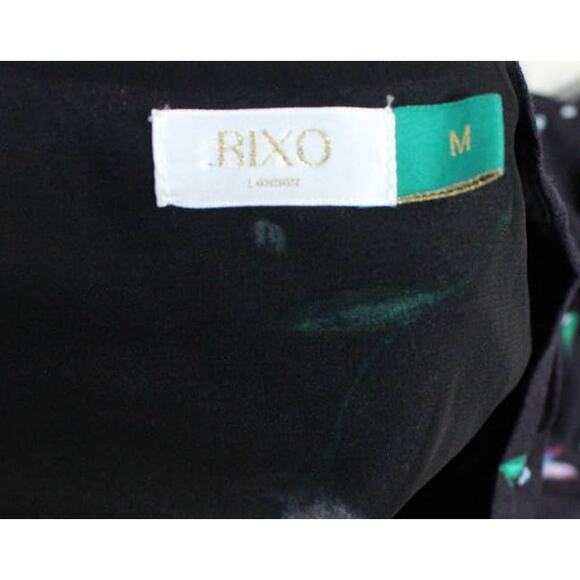 Rixo Katie Black Floral Tulip Long Sleeve Midi Button Down Dress Size Medium - Picture 7 of 7